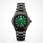 BESTWIN Original Men's Luxury Watch Full Black Stainless Steel Emerald Green Sunburst Dial Waterproof Business & Casual Wristwatch
