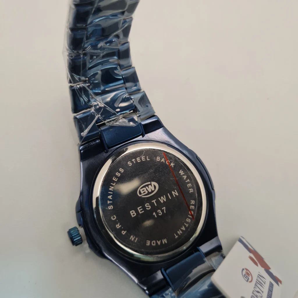 Bestwin Men’s Luxury Blue Nautical Edition Deep Blue Textured Dial Matching Blue Stainless Steel Body Modern Octagonal Design Water Resistant