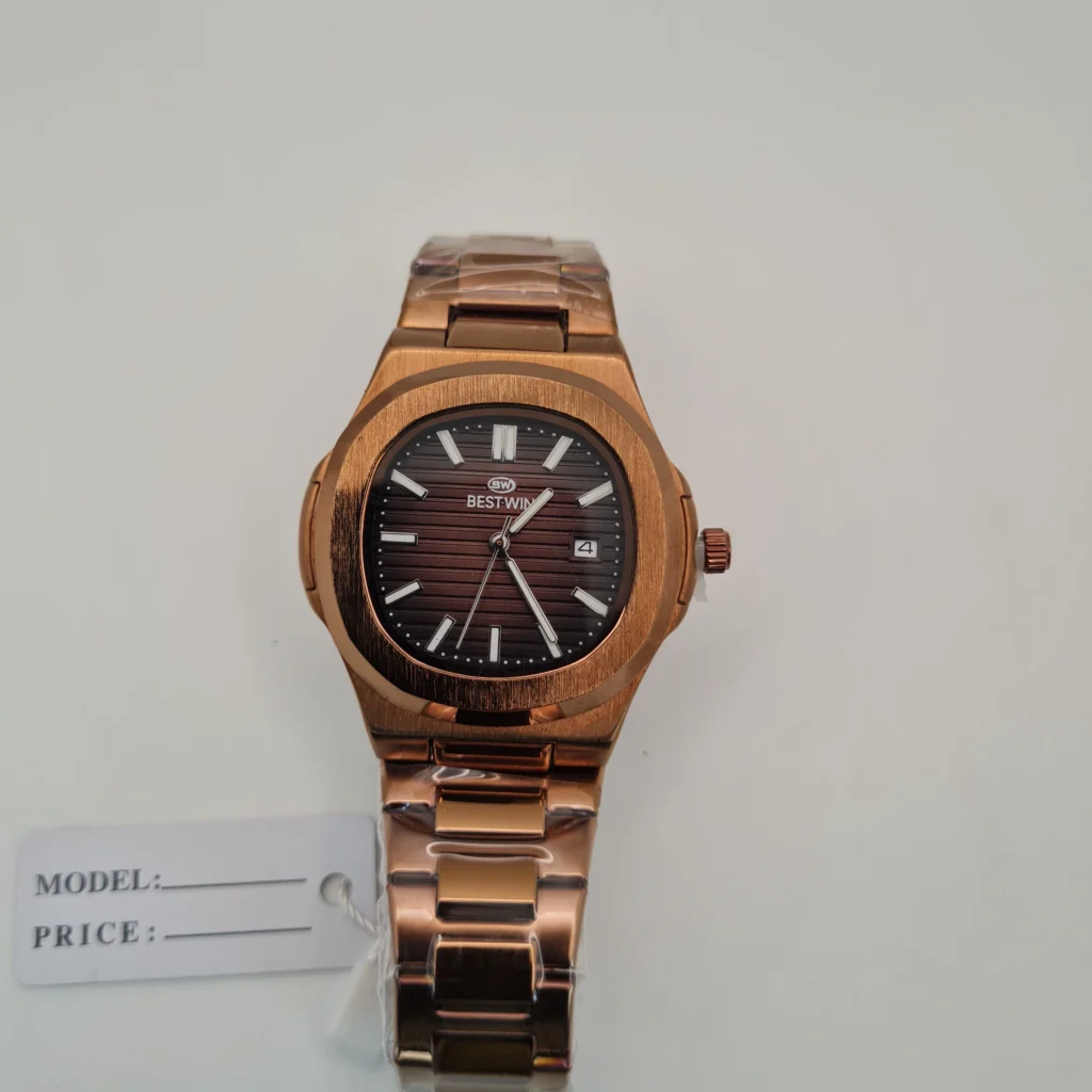 Bestwin Men’s Luxury Copper Edition Watch – Dark Brown Textured Dial | Premium Stainless Steel Body | Elegant Nautical Design | Water Resistant-