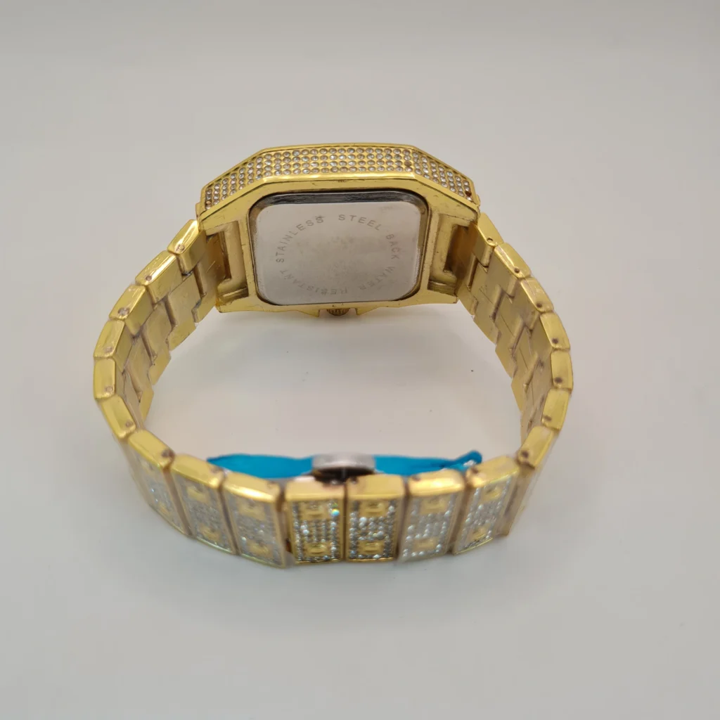 Cartier Santos-Inspired Luxury Watch Full Golden Iced Out Diamond Edition Unisex Statement Timepiece Water Resistant & Premium Build