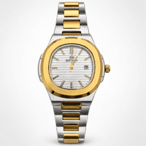 Bestwin Luxury Two-Tone Edition Silver Dial Stainless Steel Watch for Men