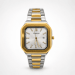 Universe Point Men’s Square Luxury Watch Two-Tone Gold & Silver Striped Silver Dial Premium Stainless Steel & Water Resistant
