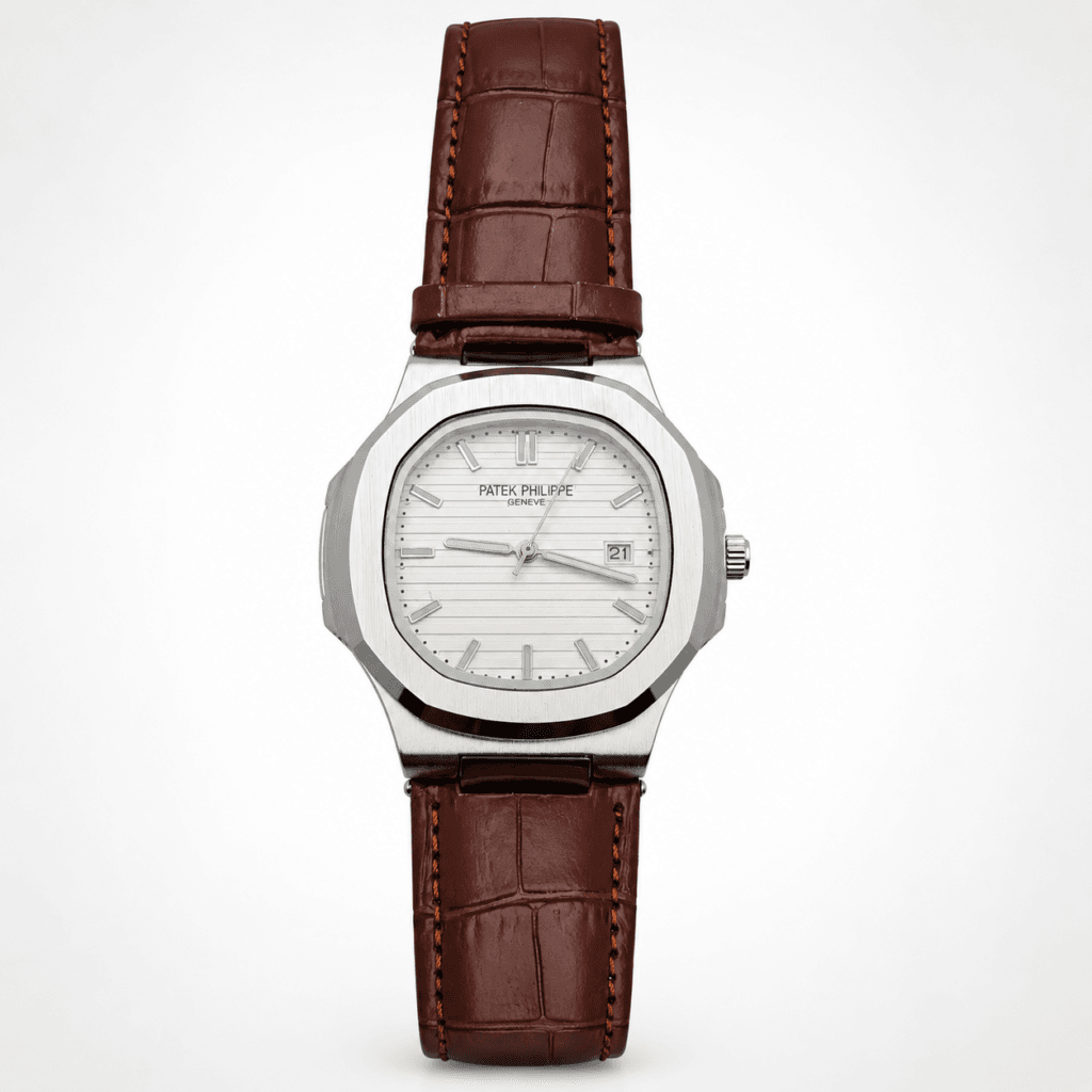 Patek Philippe Geneve – Classic White Dial with Premium Brown Leather Strap