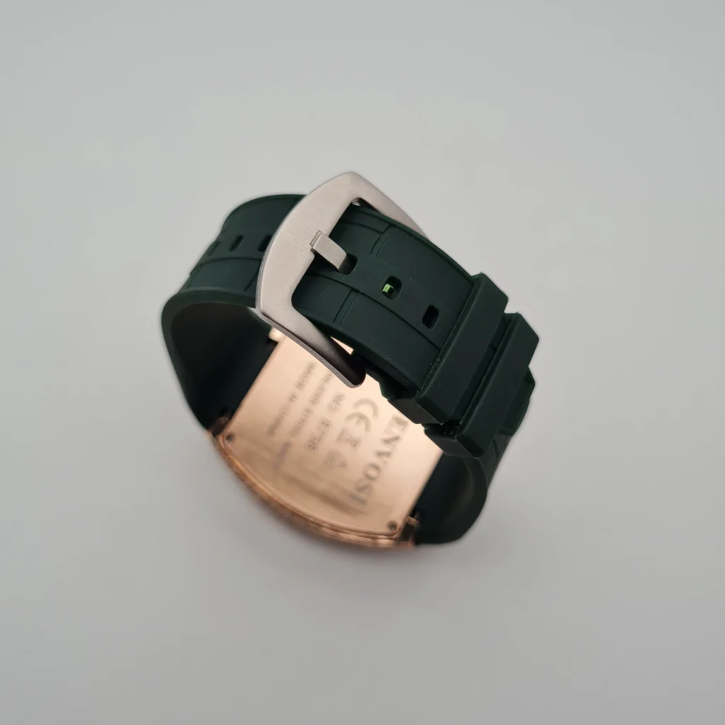 Denvosi Square Luxury – Emerald Green Silicone Strap Watch with Diamond Bezel