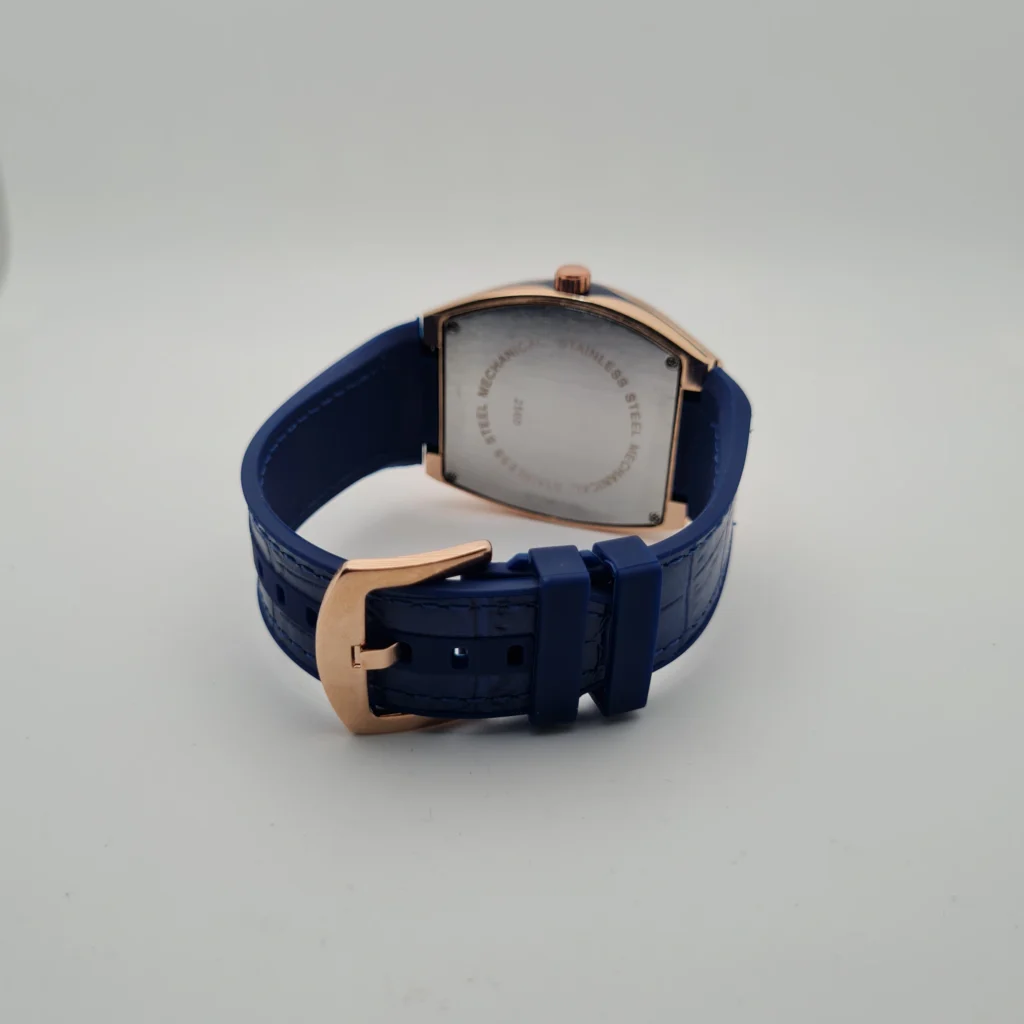Denvosi Square Luxury – Midnight Blue Strap with Polished Rose Gold Body