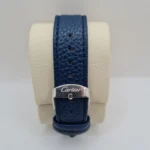 Cartier Tank Men’s Luxury Watch – Classic White Dial with Premium Blue Pebble-Grain Leather Strap