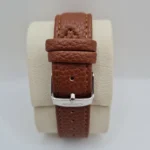 Cartier Tank Men's Luxury Watch Elegant White Dial with Premium Brown Pebble-Grain Leather Strap Polished Stainless Steel