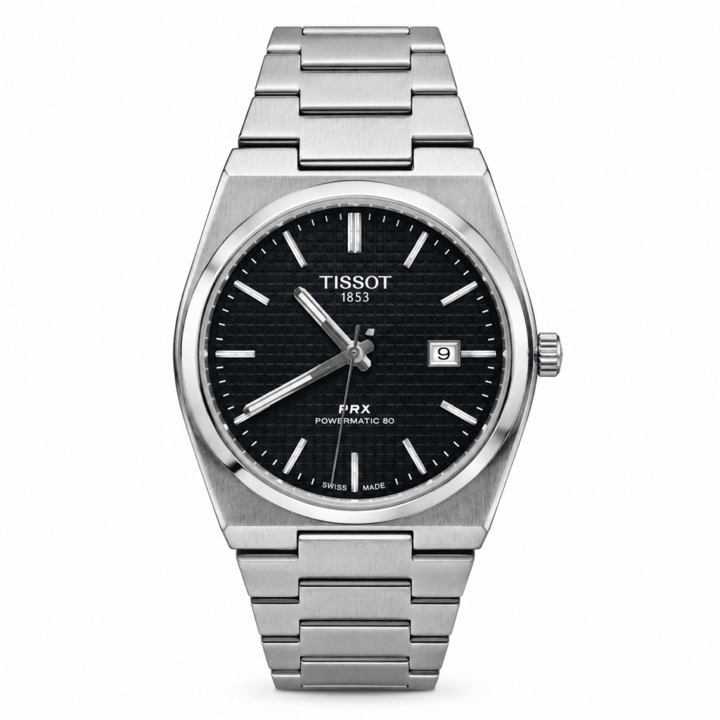 Tissot PRX Black Dial Stainless Steel Watch For Men